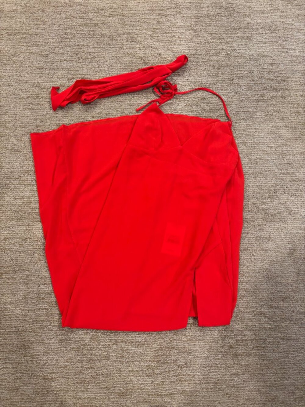 Yorke Scarf Maxi Dress V Neck Maxi Dress in Raspberry Red - Picture 2 of 3